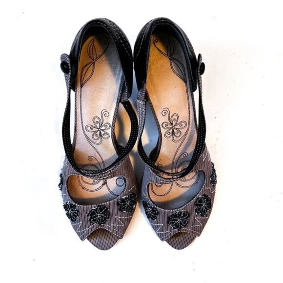 Kenzie Stacked Heel Peep Toe Unity Wedge Sandal Size 10 - Picture 7 of 11